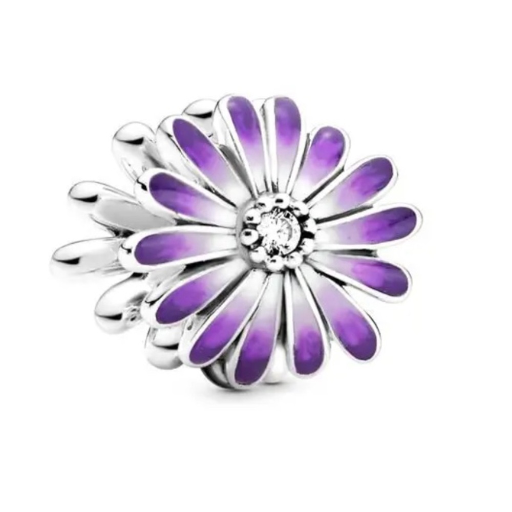 New purple flower pandora style charm